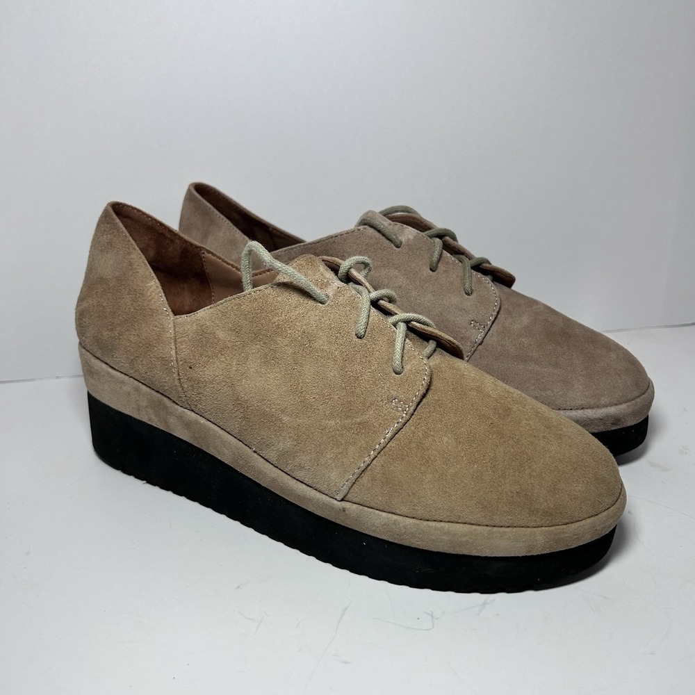 L'Amour Des Pieds Adolphus Suede Platform Lace-Up Shoes Tan Black 8M